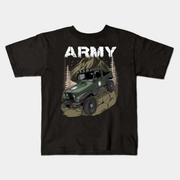 Army jeep Kids T-Shirt by stonehouse art